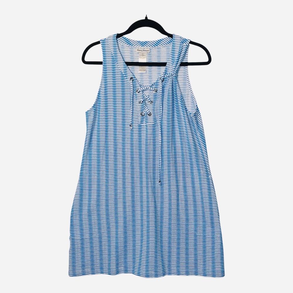 TOMMY BAHAMA Blue Stripe Sleeveless Dress SZ M